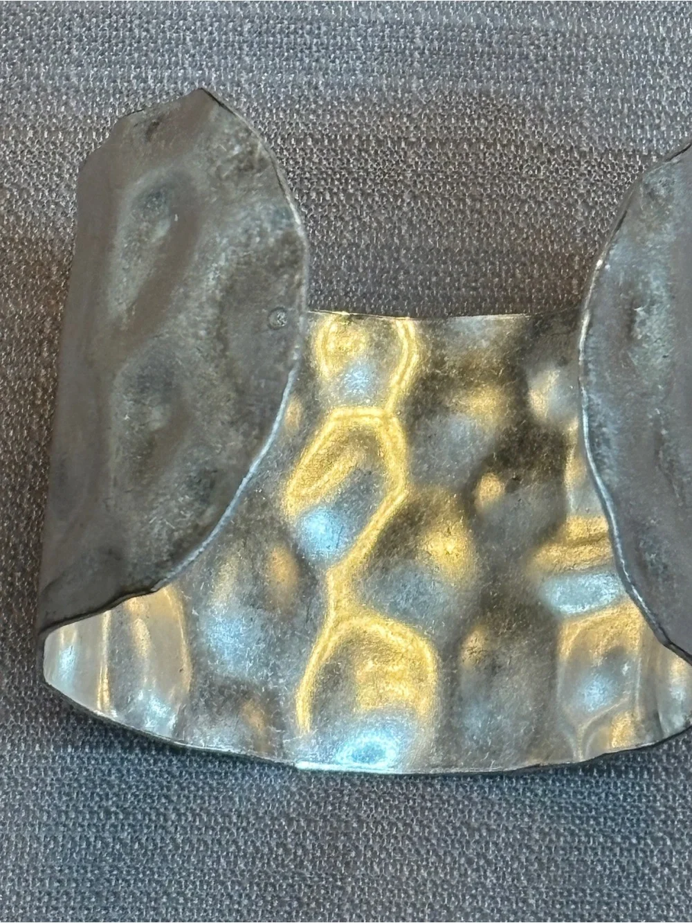 Hammered Metal Cuff Bracelet in Brushed Silver - Picture 2 of 6